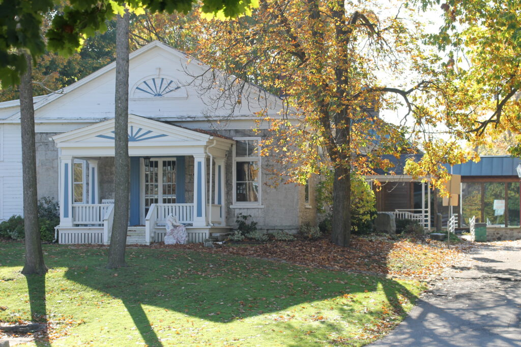 Clarence historical museum building in the fall